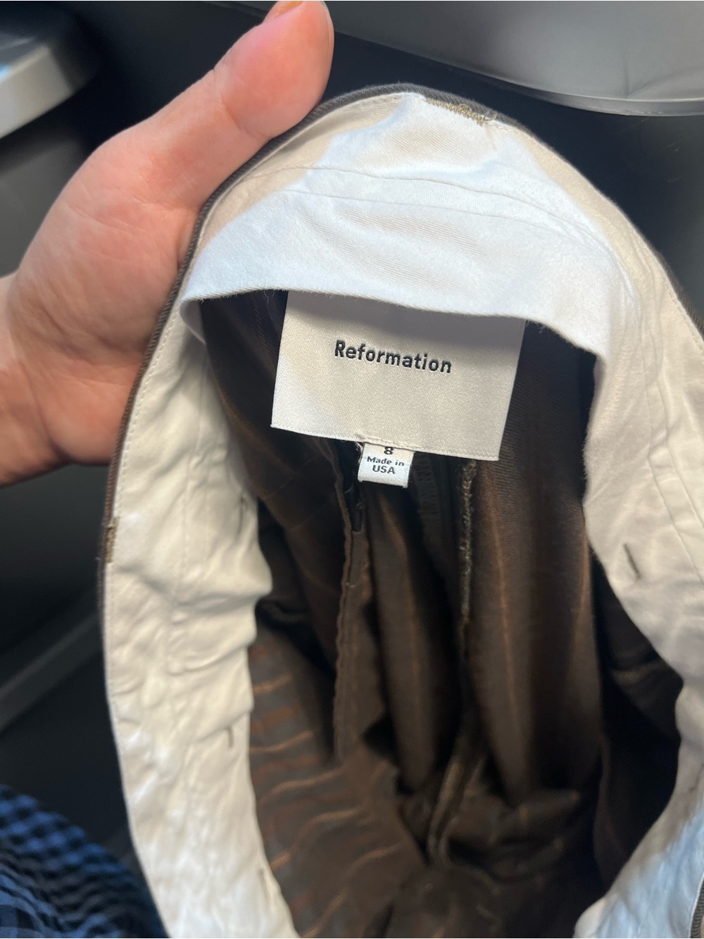 Reformation Carter Brown Pinstripe Wide Leg Pants - Picture 8 of 8